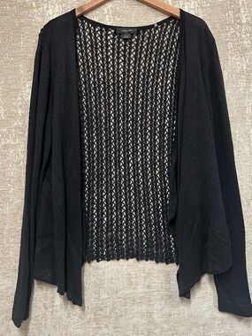 Christopher Fischer black Long Cardigan with knit detail XL